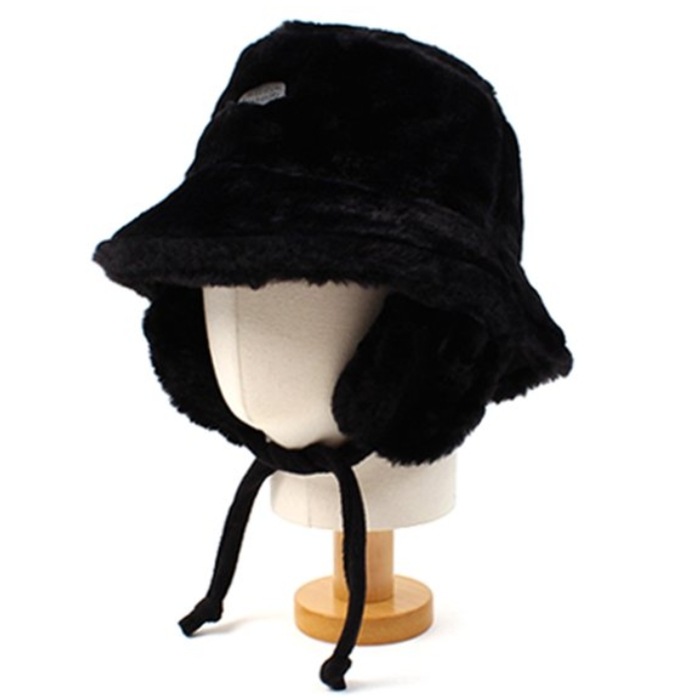 Black Fur Earflap Bucket Hat