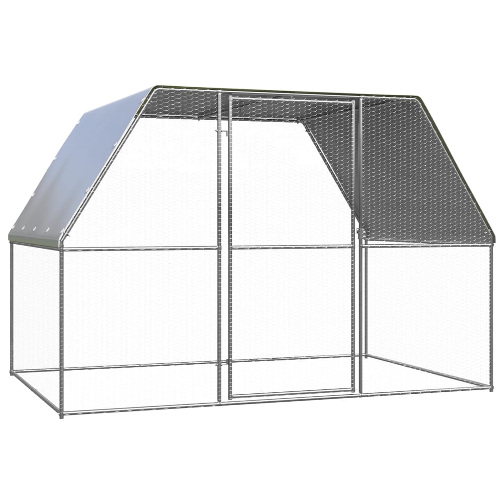 鶏小屋 シルバー＆グレー 3x2x2 m 亜鉛メッキ鋼