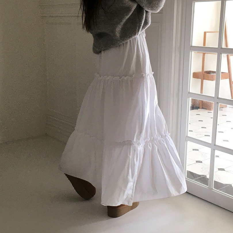 エッセンシャルフリルティアードロングスカート sk1146