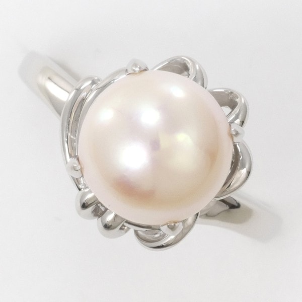 PT900 プラチナ リング 指輪 13.5号 パール(真珠) 約9mm ジュエリー 中古