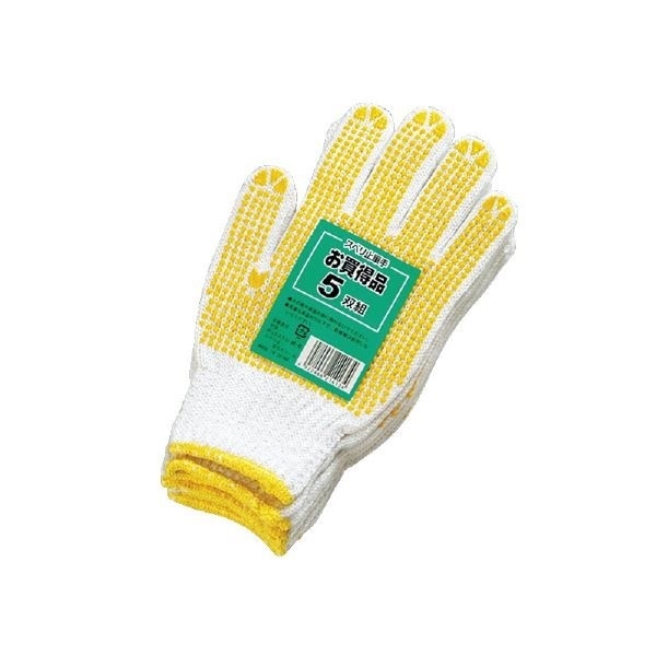 （まとめ）勝星産業 スベリ止め軍手#520 5双組[x10セット]