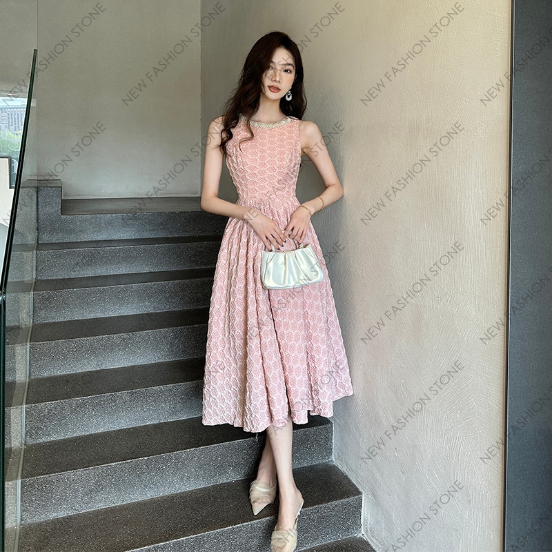 ピンクのイブニングドレス女性2024新型ワンピース-52