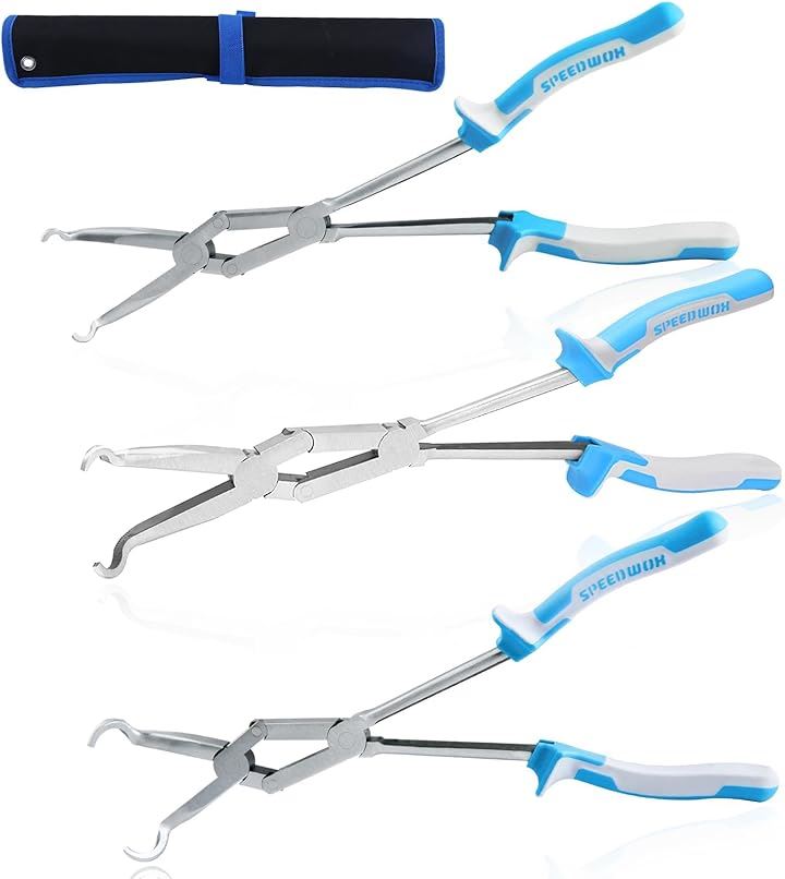 ホースプライヤー セット 3本 ホースクランププライヤー ロング メカニックプライヤー ロングプライヤー ロングホースグリッパー ロングノーズ ロングサイズ(ブルー, 各種サイズ)