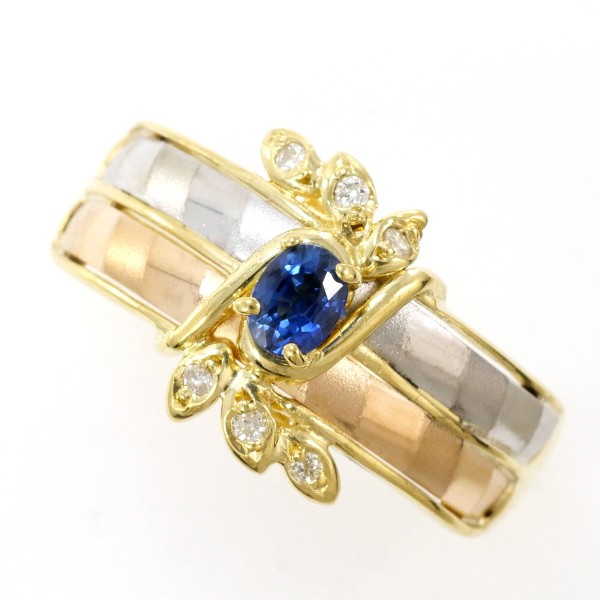 PT900 プラチナPG リング 15号 サファイア 0.26 ダイヤ ジュエリー 中古