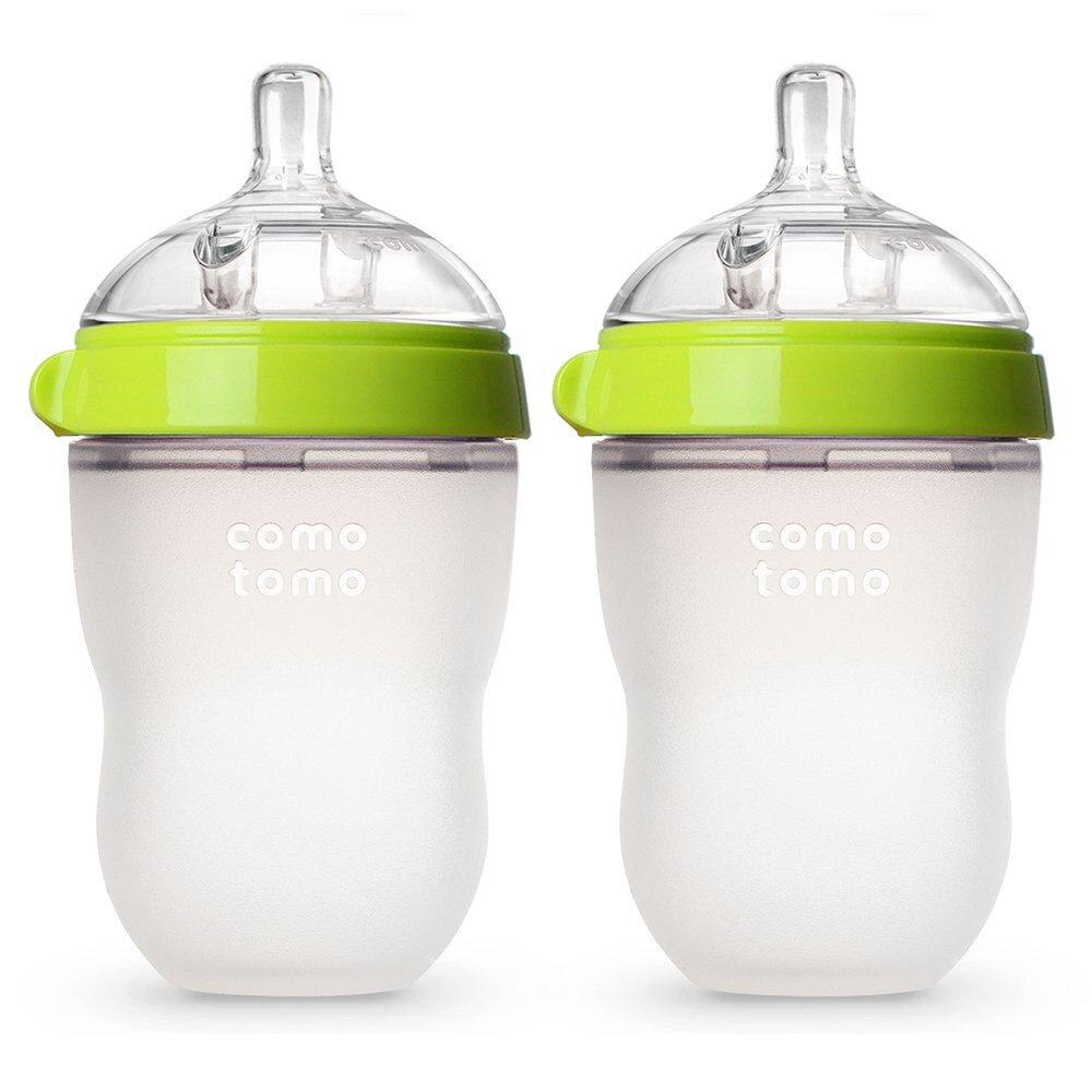Comotomo Baby Bottle， Green， 8 Ounce (2 Count)