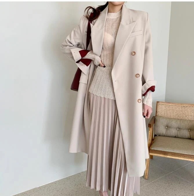 コート 気質 レトロ ロングセクション ゆったりする トレンチコー