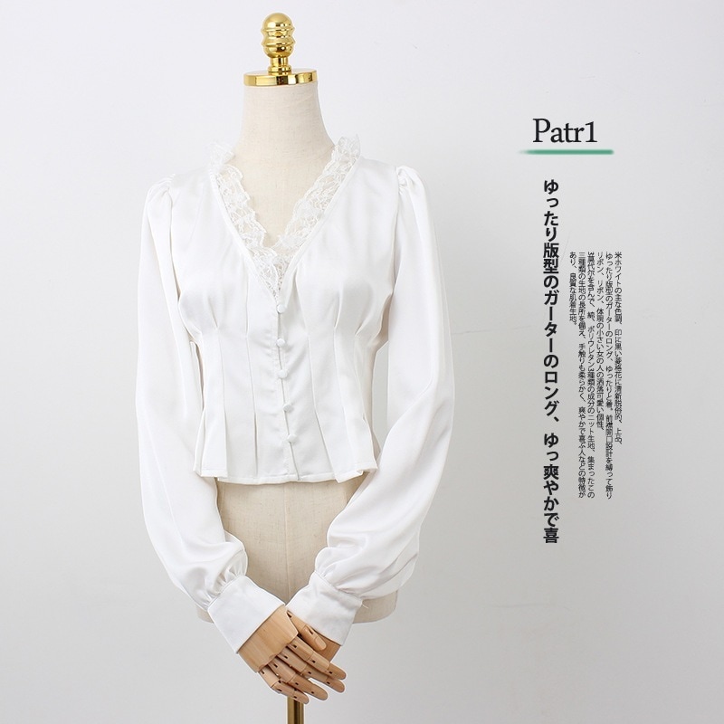 高品質大割引シャツ フレンチレース レディース ローネック 白シャツ デザイン カジュアル イレギュラー ルーズシャツ
