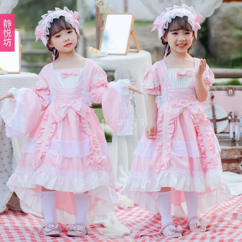 オリジナルの子供用ロリータドレス女の子用かわいいロリータドレスドレスデイリーロリータプリンセスふわふわスカート