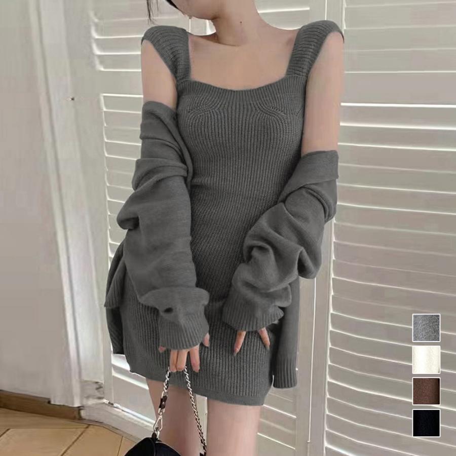 ブラウス ニット セットアップ 秋冬 アンサンブル ニット