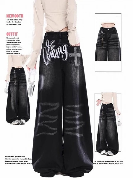 新品推奨プロヴェンパンツ ボトムス ジーンズ ジーパン デニム ストレート プリント レディース