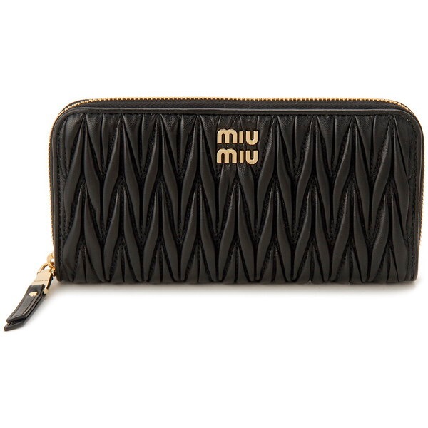 ミュウミュウ 長財布 ブラック 5ML506 2FPP F0002 MATELASSE ZIP AROUND WALLET NERO 並行輸入品