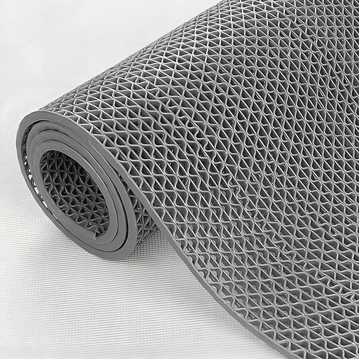 業務用滑り止めマット PVC ゴムマット 歩行滑り止めマット 厚さ4.5mm 透水マット 穴あき 風呂マット プール下マット 玄関マット 屋外 抗菌 速乾(グレー, 1.2X10M)