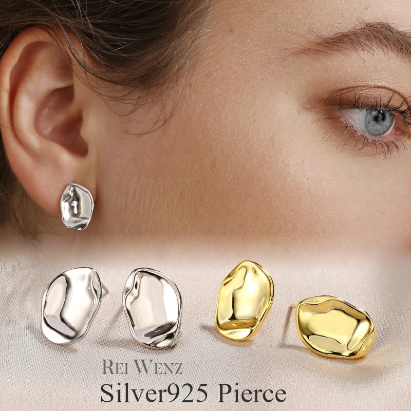 【高品質Silver925】ピアス シルバー Silver925大ぶり シルバーゴールド 一粒 シンプル レディース ブランド プレゼント 人気