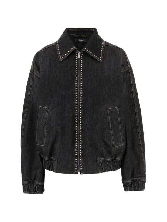 VERSACE Women Denim Jackets 1023067 1A16477 1D040 BLACK
