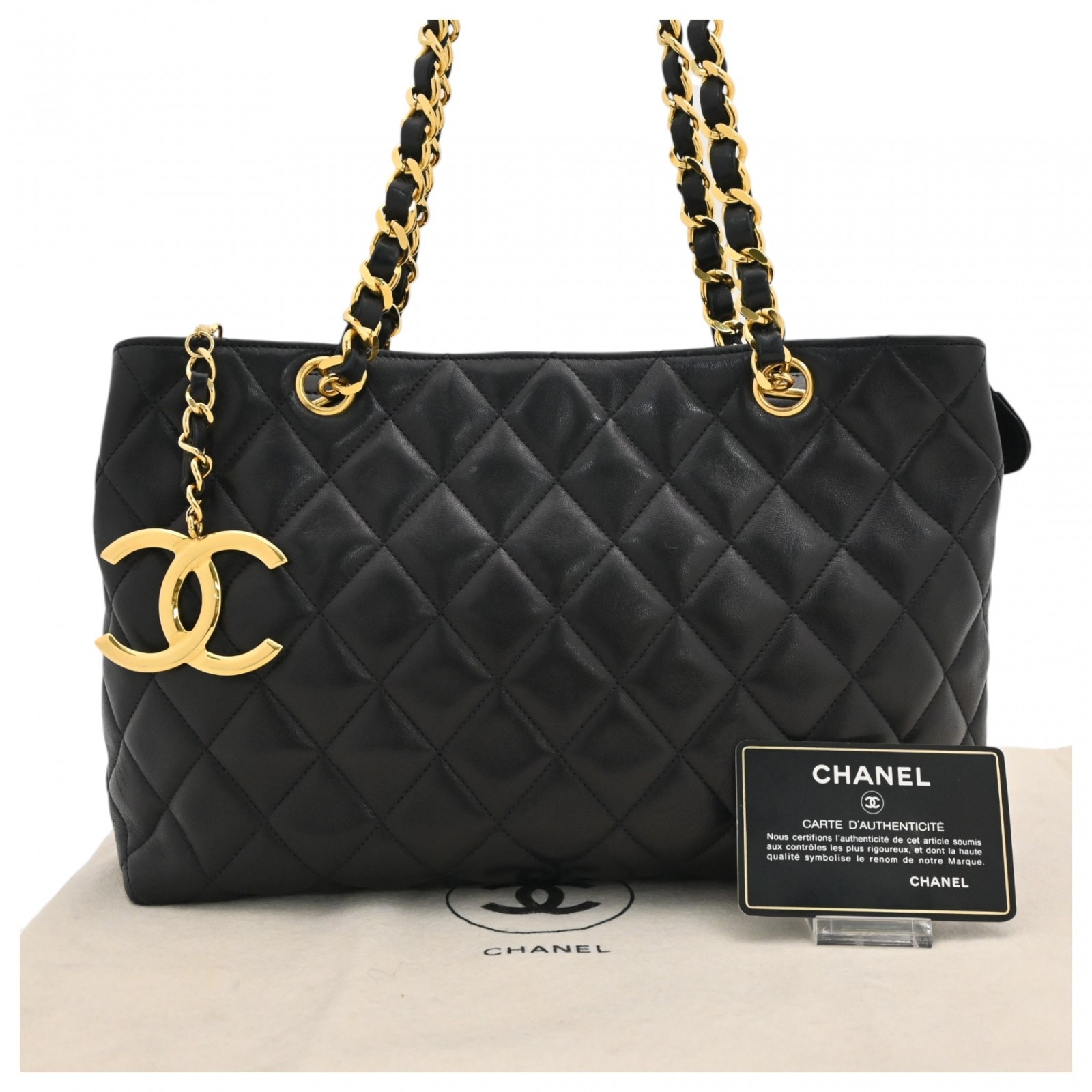 【中古】シャネル マトラッセ チェーン ショルダーバッグ ココマーク ブラック ゴールド金具 Aランク ch89268cc