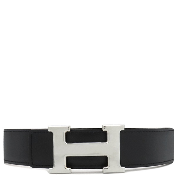 エルメス HERMES ベルト コンスタンスH ＃70 ボックスカーフ ブラック×ゴールド #70 シルバー金具 Hバックル 黒 茶 Z刻印 【箱】【中古】