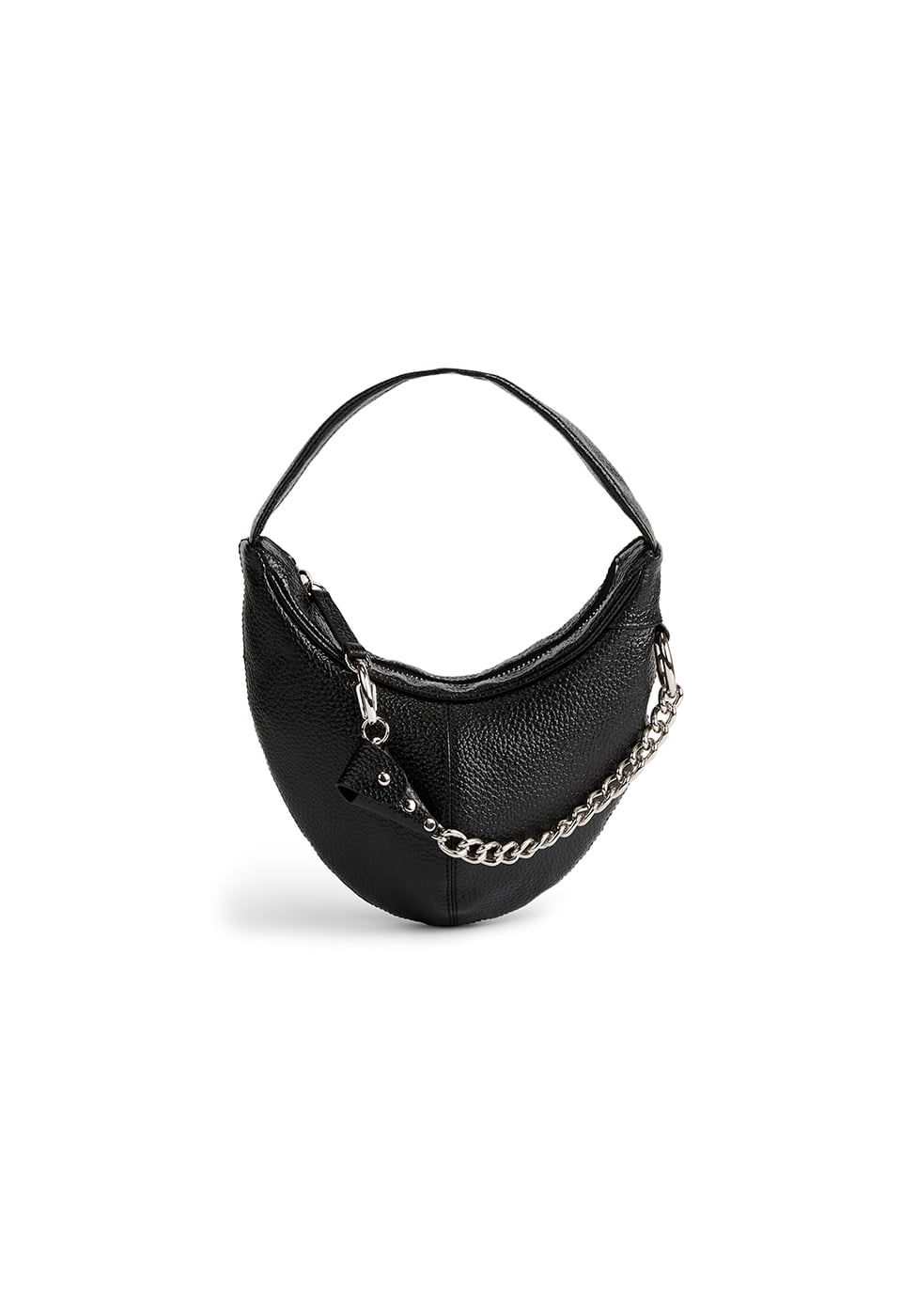 【OPEN Yy】 LEATHER MOTO HOBO MINI : BLACK