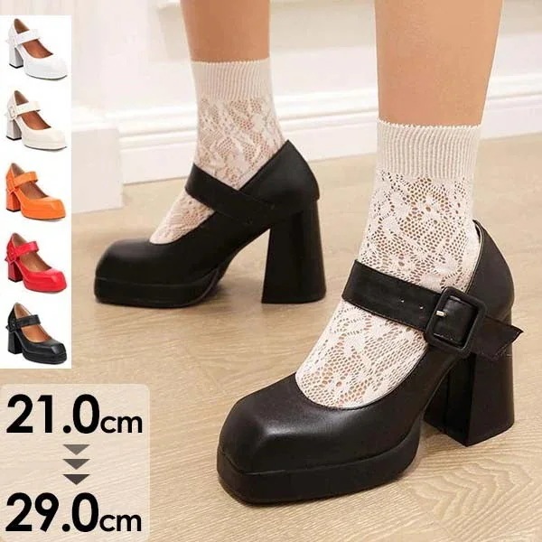 厚底 パンプス ロリータ靴 姫様 お嬢様 痛くない 歩きやすい 美脚 疲れにくい レディース 太ヒール ハイヒール チャンキーヒール 大きいサイズ 小さいサイズ 9.5cmヒール おしゃれ パーティ今 4,984円