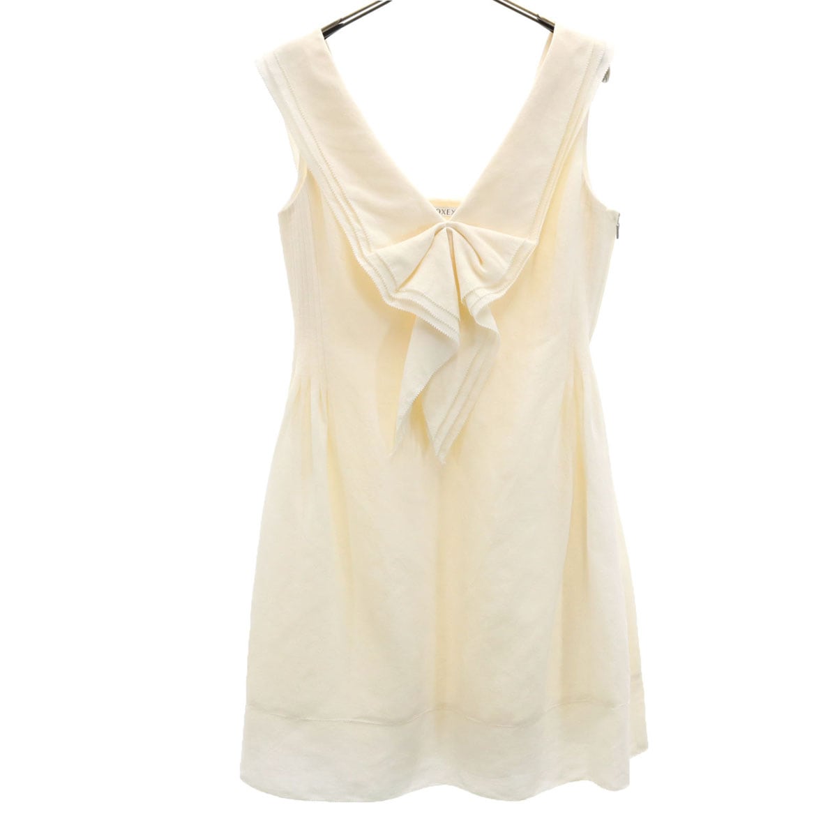 日本製 ノースリーブ ミニワンピース 40 アイボリー レディース 古着