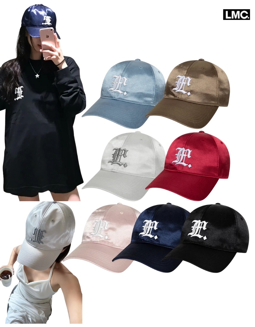 韓国限定 韓国人気 SNS 流行 トレンド ファッション 帽子 ベースボールキャップ GOTHIC SATIN 6PANEL キャップ (7カラー)