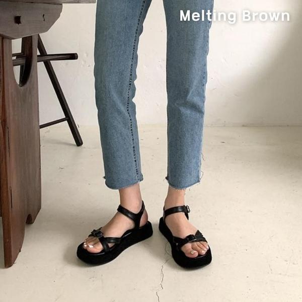 カジュアル 女性 バックル ストラップ 厚底 サンダル 3color