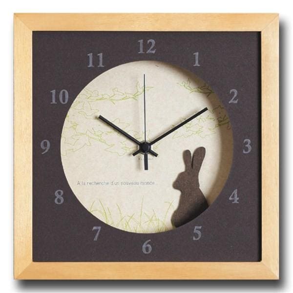 壁掛け時計 アートパネル おしゃれ うさぎ ウサギ 兎 北欧 動物 アニマル かわいい ウォールクロック VerdureClock Rabbit