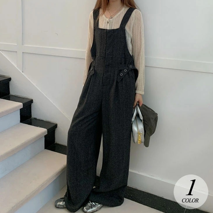 【2025新作 急速出荷】オーバーオール レディース オールインワン ストレート サロペット ワイドレッグ パンツ ボトムス カジュアル オシャレ きれいめ 韓国ファッション