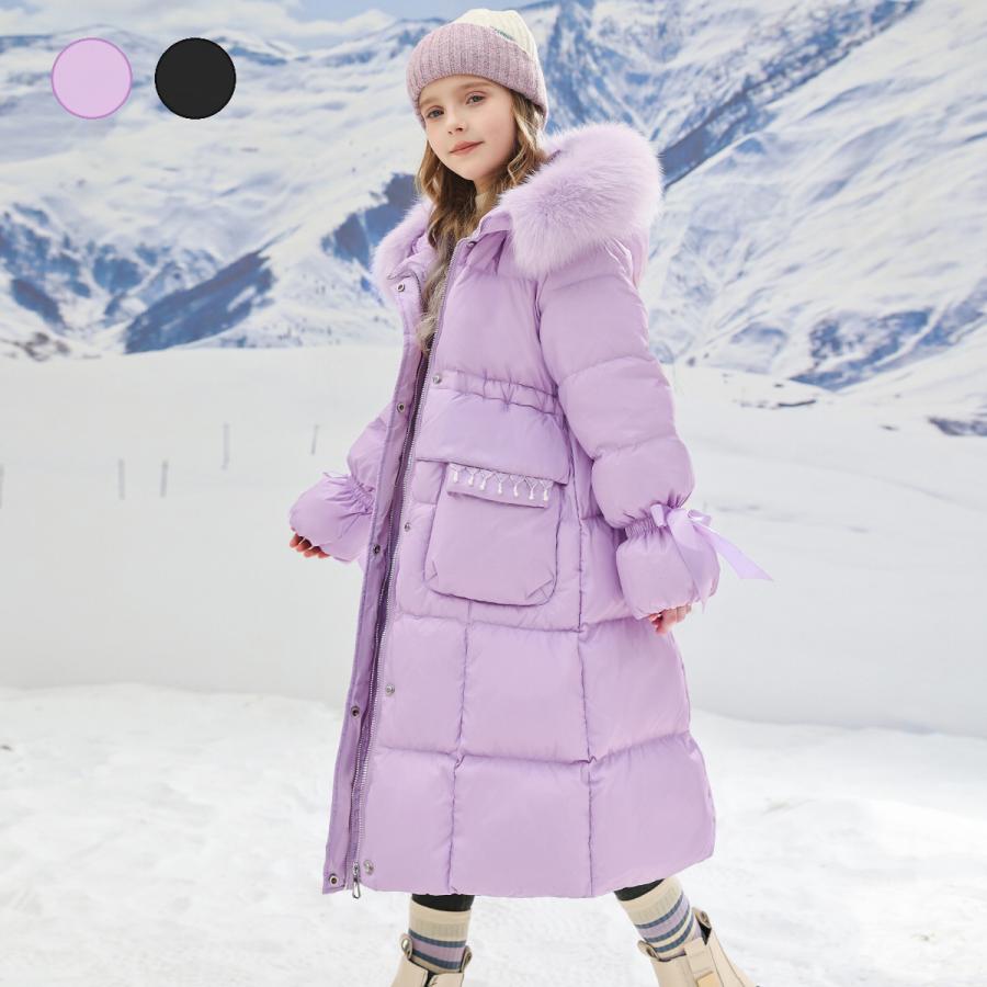 子供 ダウンコート コート 中綿 ロング ダウン キッズ ダウンジャケット 女子 オーバー フード付き ジャケット 厚手 撥水加工 ロング丈 防寒 冬