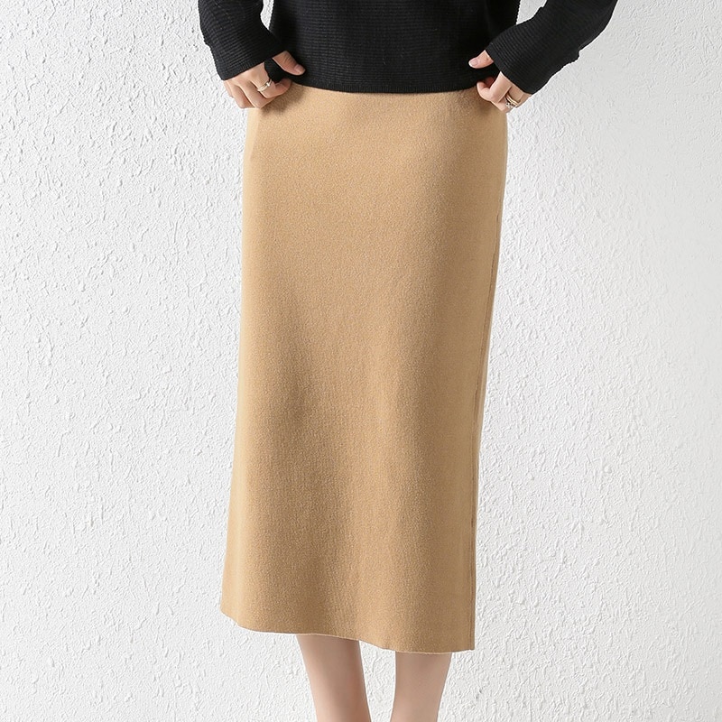 ニットスカート ミモレ丈 タイトスカート 膝下 セクシー カジュアル 上品 韓国 レディース オルチャン スリム タイト 細身 ハイウエスト かわいい 大人可愛い きれいめ おしゃれ