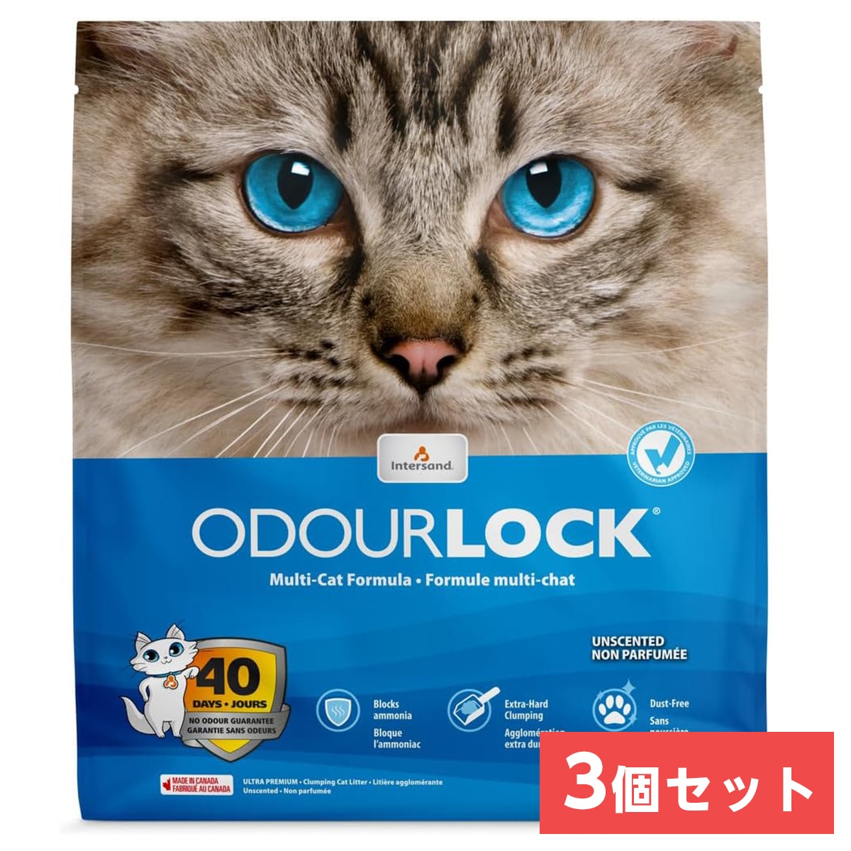 【在庫有・即納】【まとめ買い】 PetPro(ペットプロ) 猫砂 オードロック 無香料 6kg×3袋セット　約8秒で固まる 消臭効果が40日間持続 鉱物系