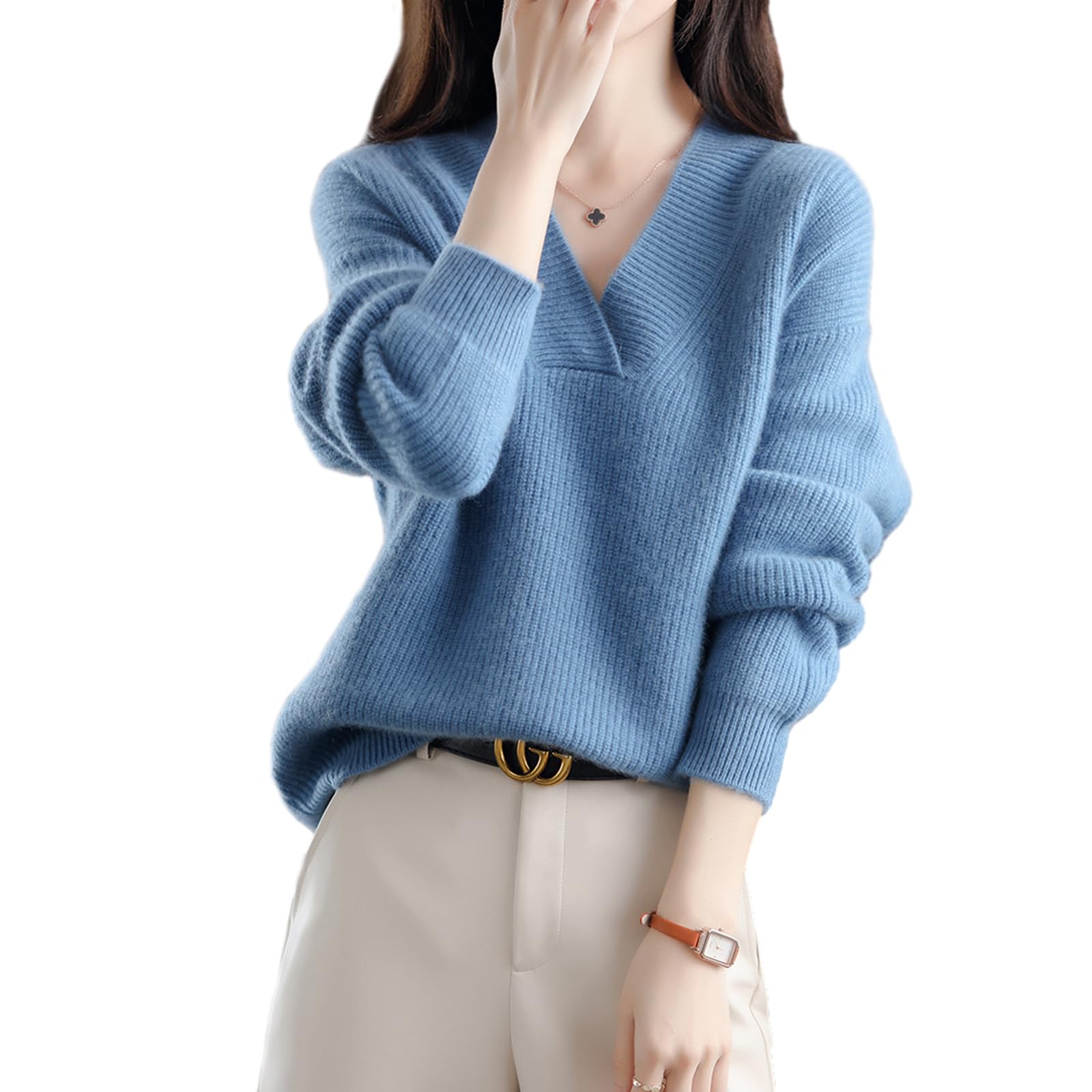 ニット セーター レディース プルオーバー Vネック トップス 無地 長袖 暖かい きれいめ 快適 着痩せ 大きいサイズ おしゃれ カジュアル だるい風 通勤 お出かけ春 秋 冬 5,127円