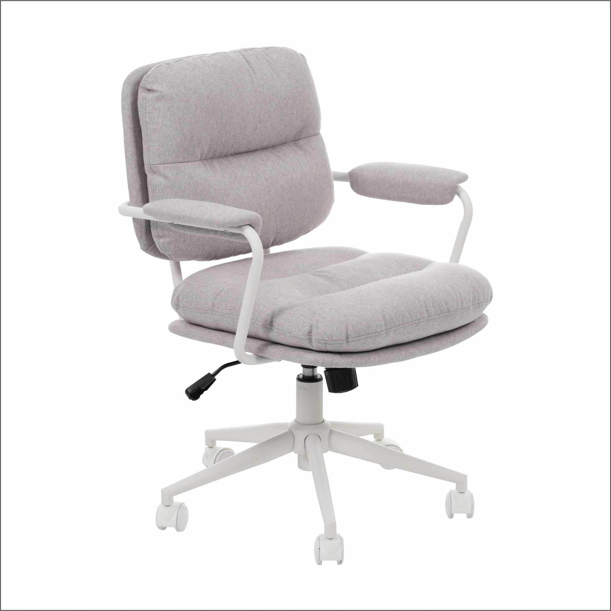 【国内発送&送·料·無·料】371【ファブリック】グレー デスクチェア 在宅ワーク オフィスチェア おしゃれ 3Dソフトパッド　極上の座り心地　360回転 椅子 肘付 チェア 学習 かわいい シンプル