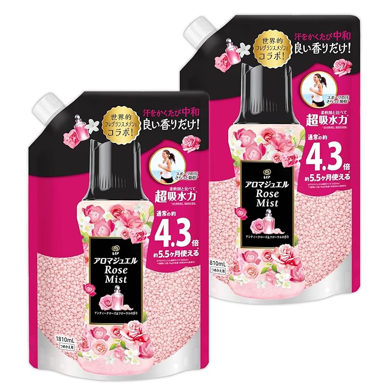 レノア Lenor ハピネス アロマジュエル 香り付け専用ビーズ アンティークローズ&フローラル 詰め替え 1,810mL×2袋【まとめ買い】 [大容量]