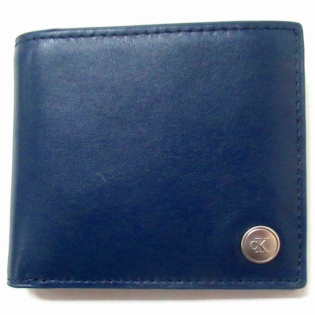 Calvin Klein Jeansカルバンクライン アウトレット モノグラム ロゴ ハードウェア 小銭入れ付き ブラック 二つ折り財布 4G1004G 410