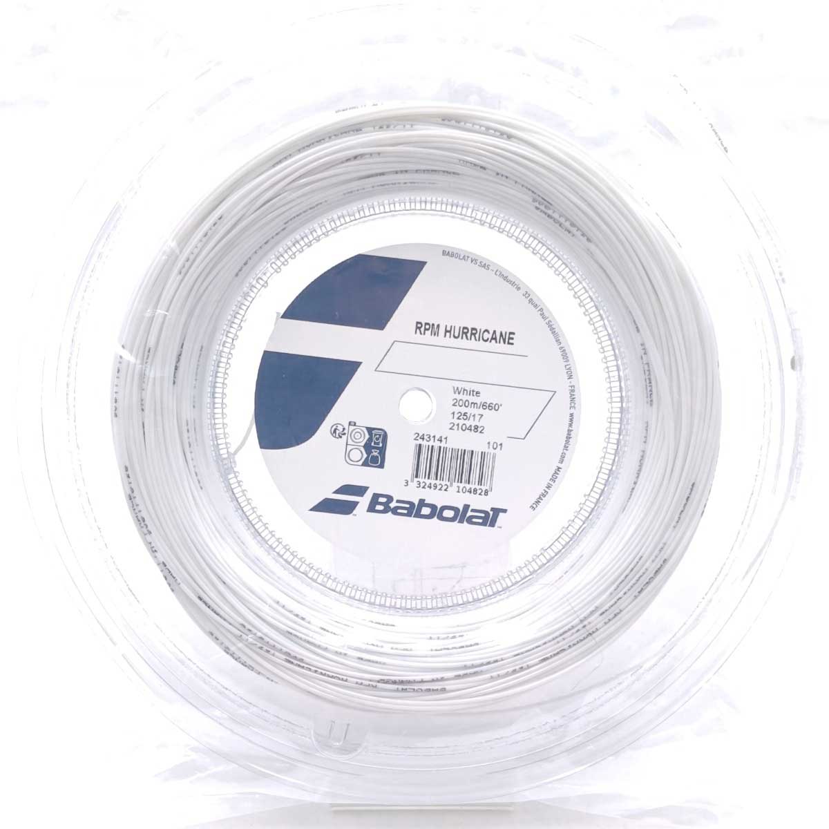 【中古・未使用品】バボラ RPM Hurricane 125 硬式テニス ストリング ガット 200m ロール ホワイト 243141 BABOLAT 1.25mm