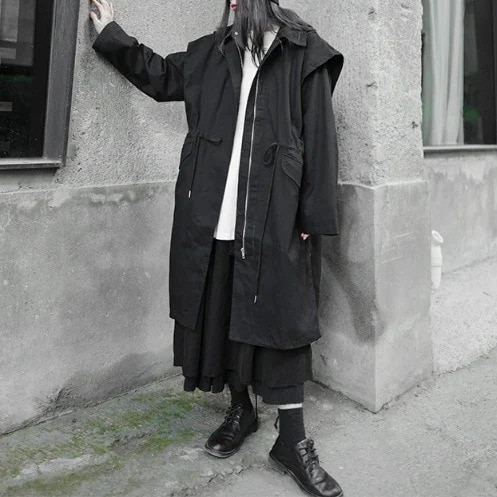 個性 不規則 デザイン ジップフーディーモード系 ウィンドブレーカー 個性コート