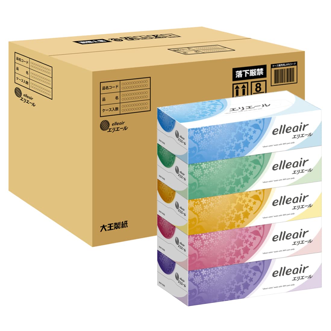 エリエール 箱ティシュー 180組×60箱(5箱×12パック) パルプ100%【ケース販売】