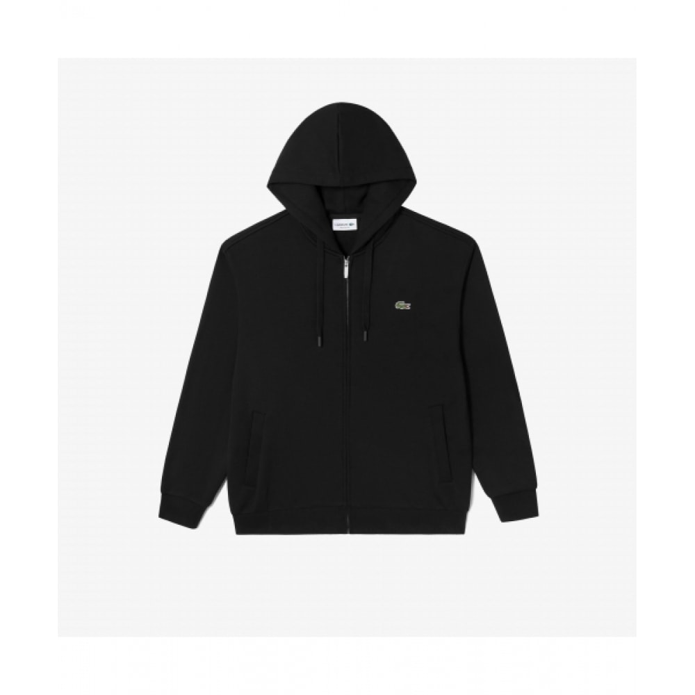 LACOSTE メンズベーシックパーカージップアップ [ブラック]