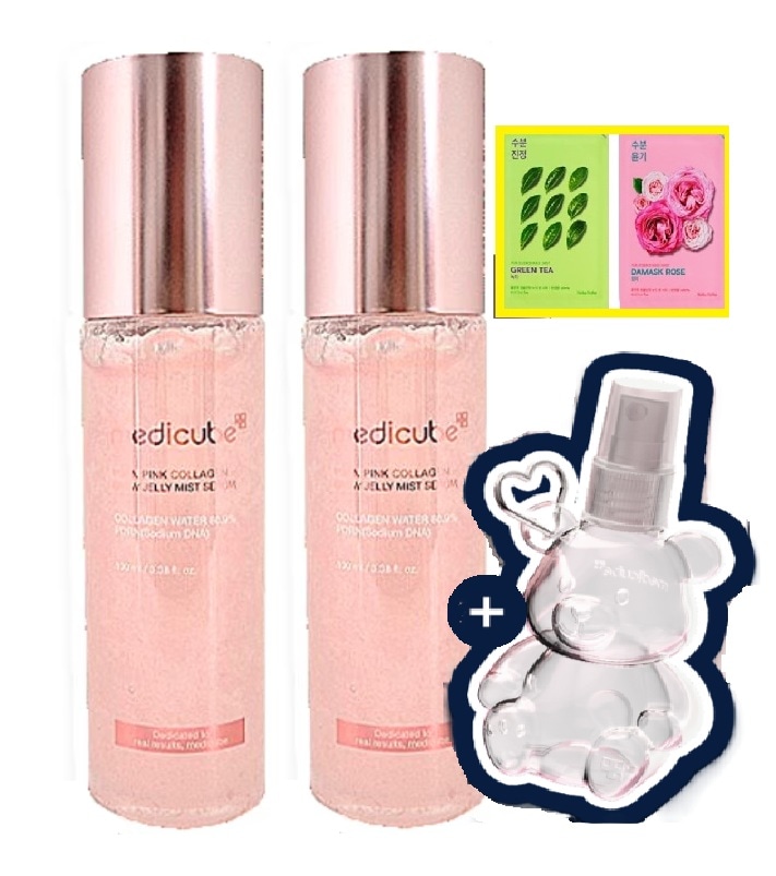 [オールヨンピック/クマ 空き瓶]PDRN ピンクコラーゲン グローゼリーミスト 100ml+100ml +2マスク