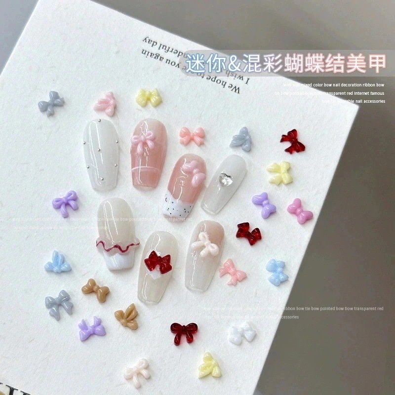 50%FF!!!100 つぶ 粒 そう 装 ミニリボン しんさく 新作 ネイルキャンディー しょく 色 ドーパミン じゅし 樹脂 リボン こんしょく 混色 ネイルアクセサリー ネイルパ
