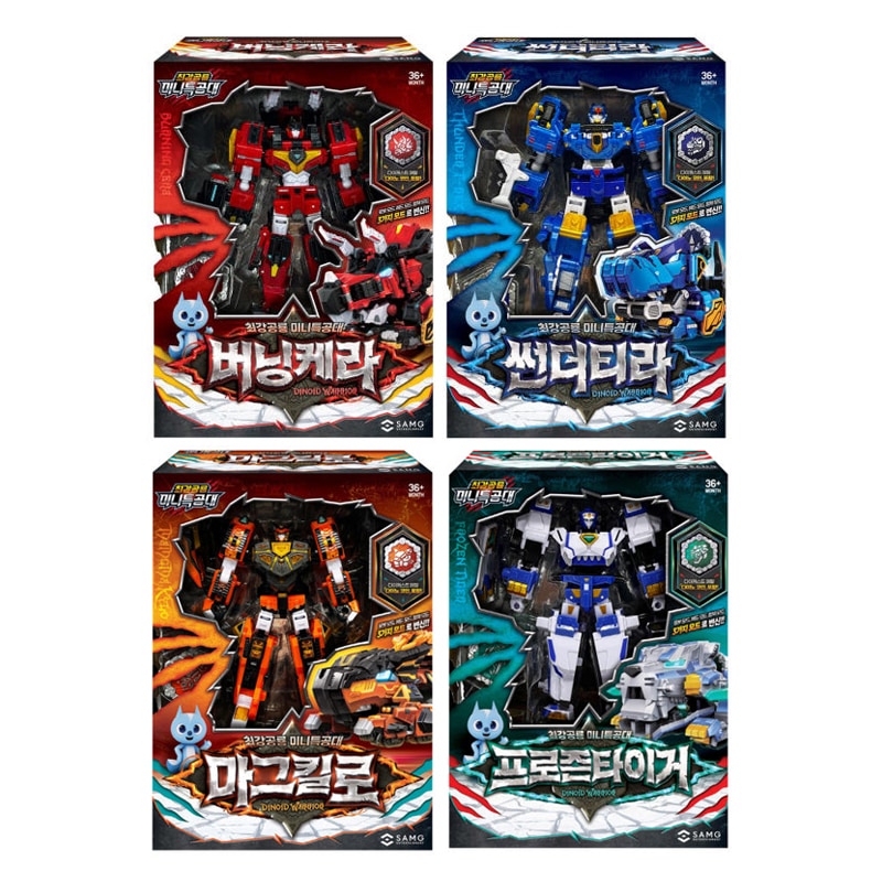 [正規品] 最強恐竜 ミニ特攻隊 ダイノヘッドボット 4種セット / 変形ロボット おもちゃ