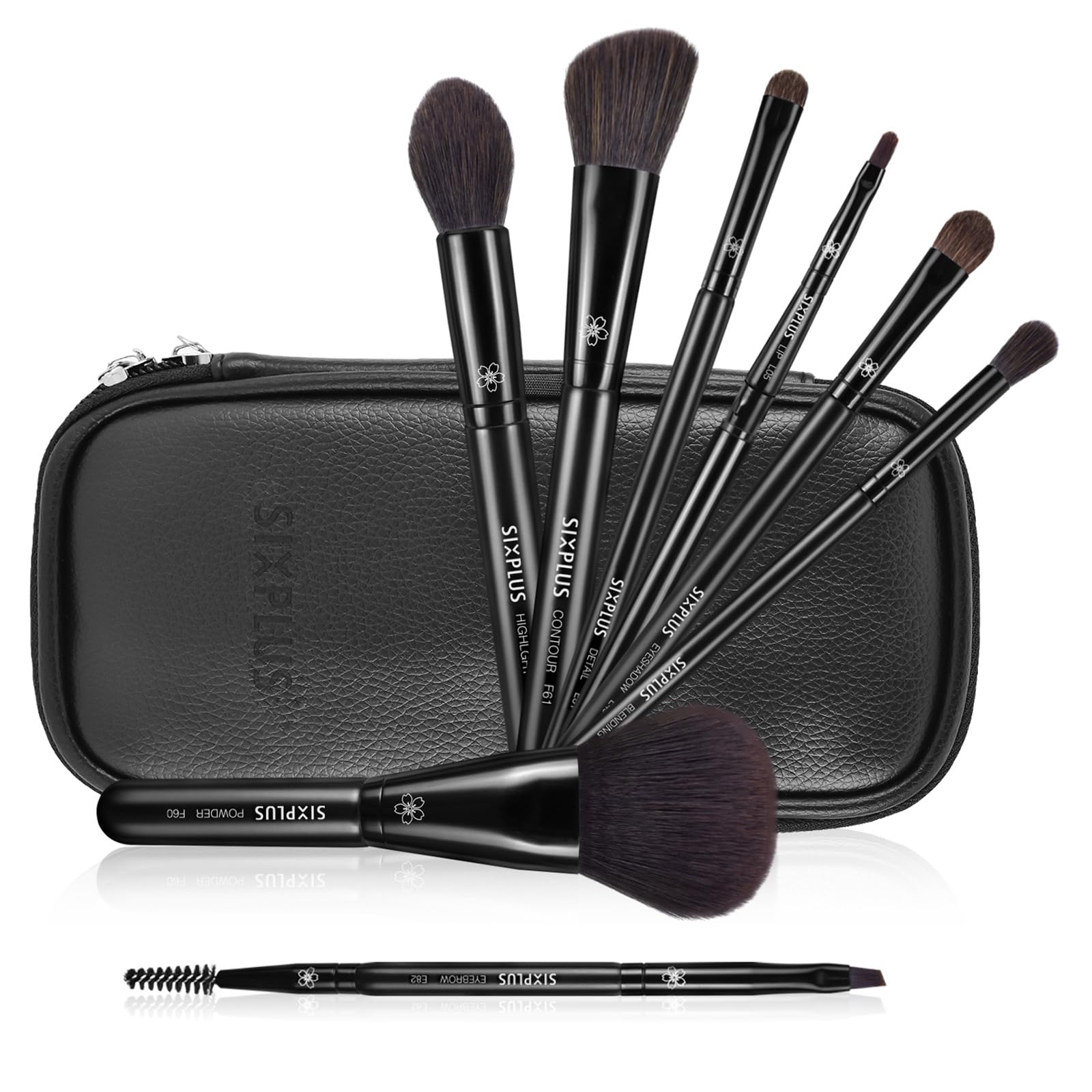 SIXPLUS シックスプラス 人気メイクブラシ 8本セット Dawnシリーズ 柔らかいメイクアップブラシ 描きやすい化粧ブラシ 専門化粧道具 粉含み力 化粧ポーチ付き