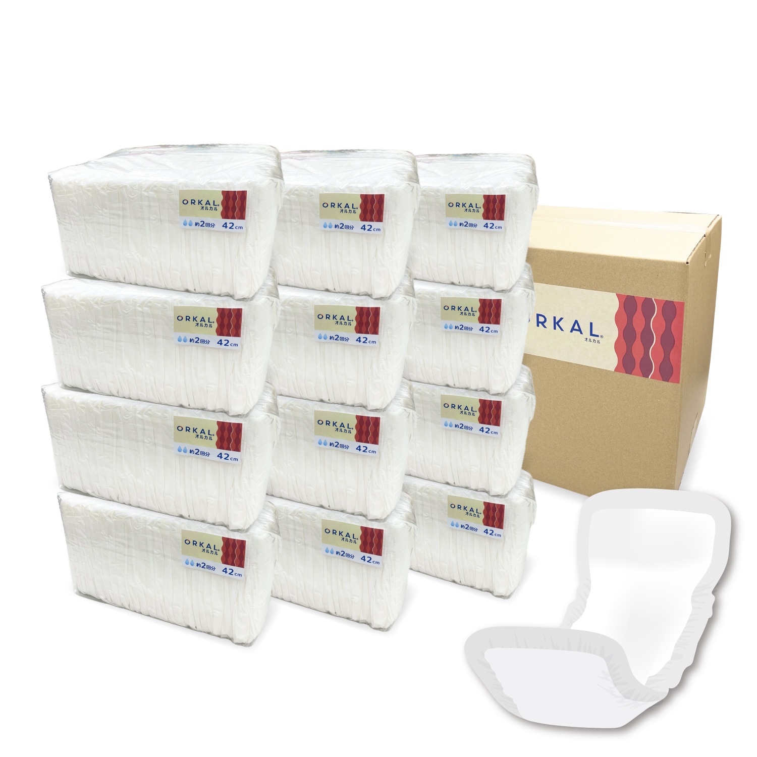 オーガニック 吸水パッド 大人用 尿取りパッド 薄型 オーガニックコットン 2回吸収 42cm 紙おむつ 紙パンツ 30枚12個セット（360枚）