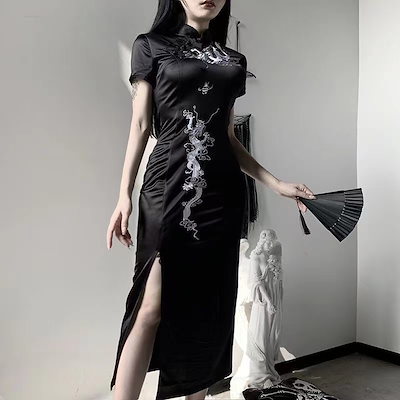 Qoo10] 中華風 チャイナドレス スリット ロング : レディース服