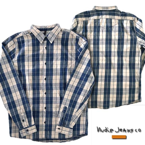 ヌーディージーンズ NUDIE JEANS メンズ シャツ 長袖 ALLAN INDIGO CHECK ボタンシャツ ジーンズ ブランド セレブ ファッション
