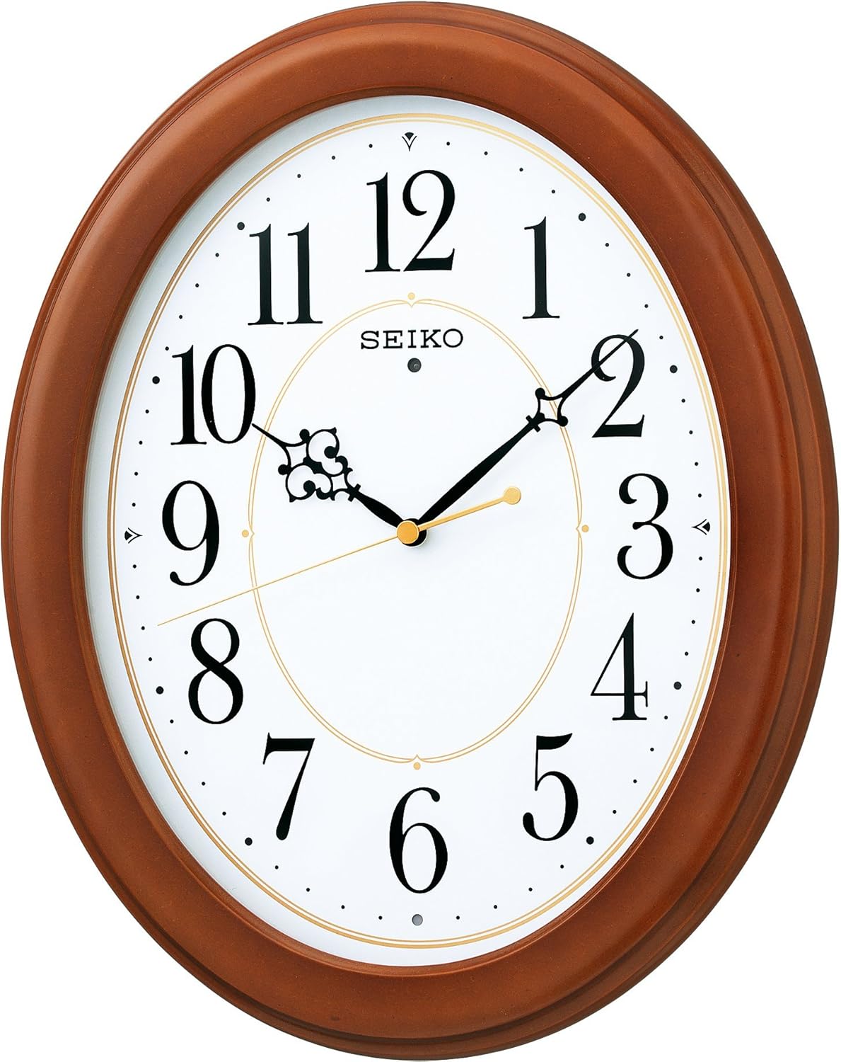 セイコークロック Seiko Clock セイコー クロック 掛け時計 電波 アナログ 楕円型 木枠 茶 木地 KX390B