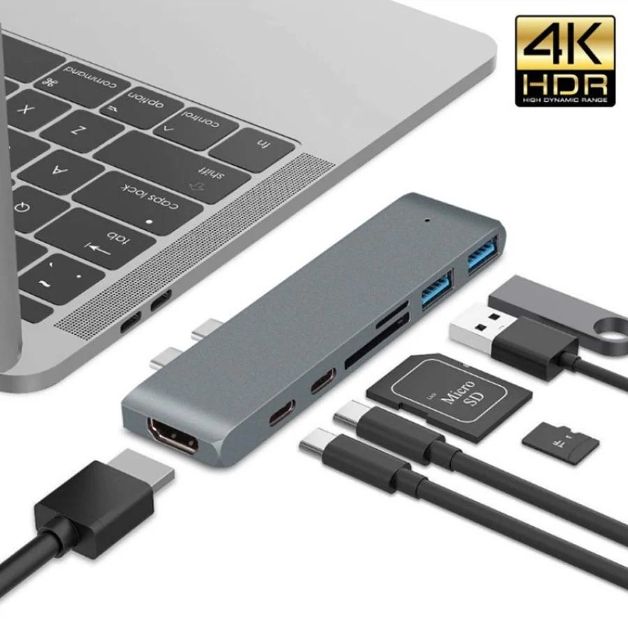 【即日発送】usb-c ハブ 7in1 USB Type-c ハブ LAN USBハブ マルチハブ カードリーダー マルチポートアダプタ Type-C microSDカード USB3.0 4K HDM