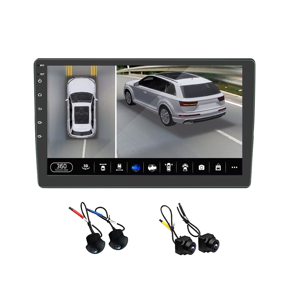 3Dアラウンドビュー 9インチAndroidモニター ドライブレコーダー 1080P 360度鳥瞰パノラマ映像 全方向3Dバードビューモニターシステム 空中映像 3ヶ月保証