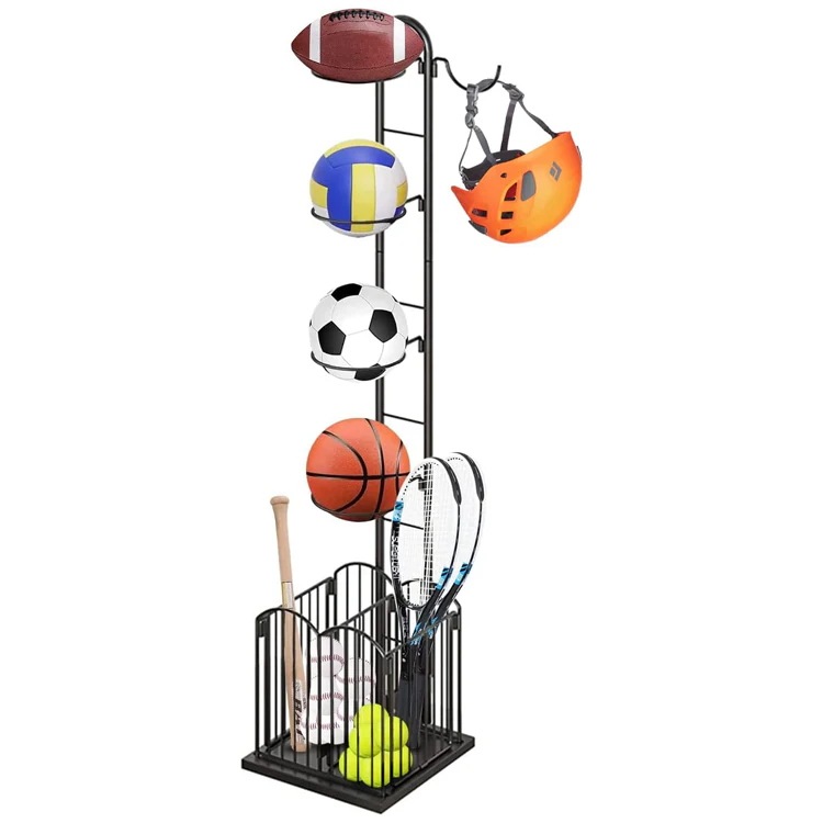ボールスタンド バスケットボール収納ラック 4段 ボール整理カゴ ボール収納ランク ボールホルダー スポーツ用品収納ラック 組立式 整理 省スペース