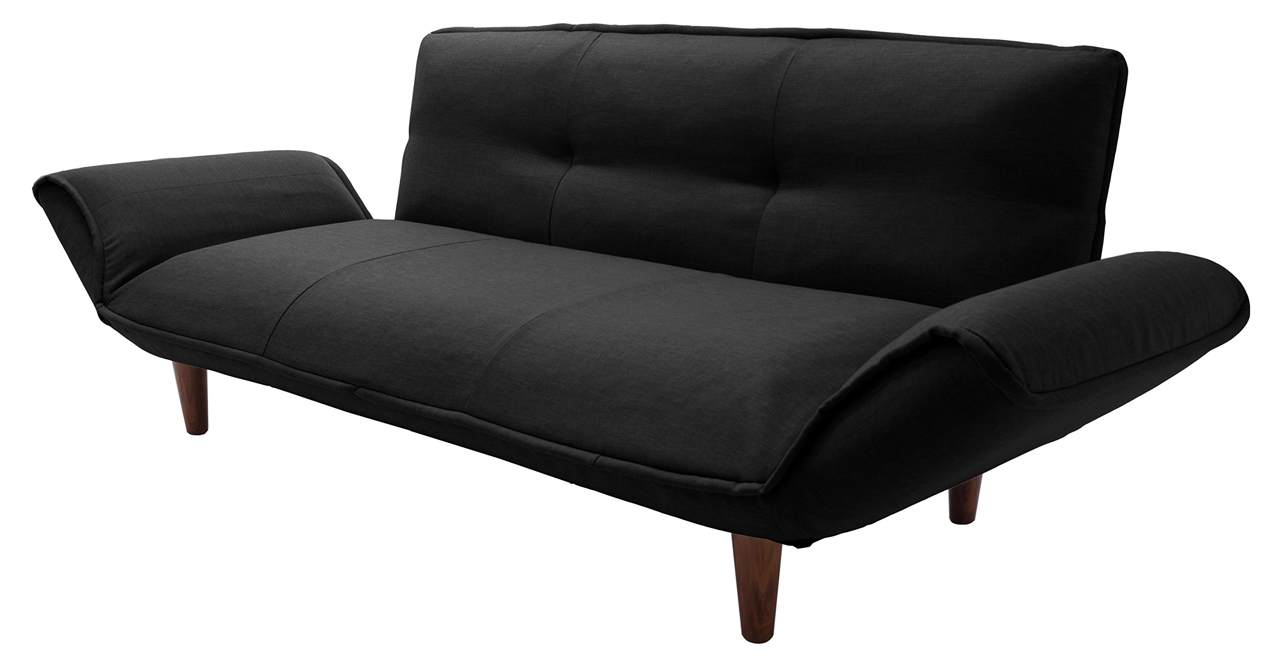 セルタン(cellutane) 日本製 カウチソファー 和楽の極 3人掛け ポケットコイル ダリアンブラック 背部肘部14段階リクライニング 高反発 A652p-564BK